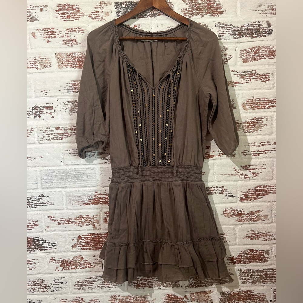 Old Navy Dress Boho Tunic Style Mini Brown Cotton Size S